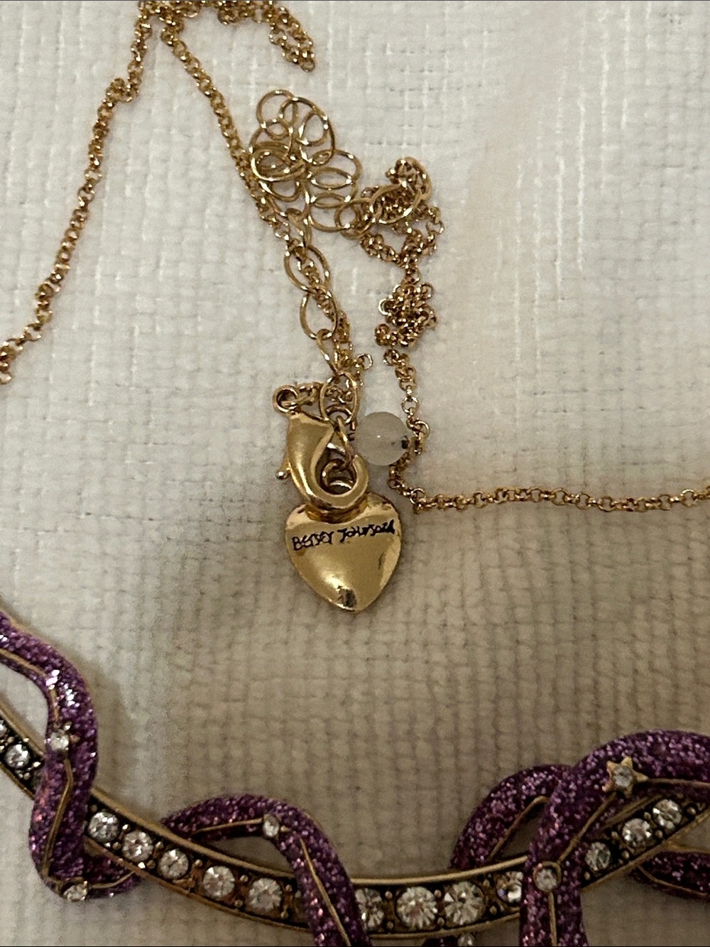 Betsey Johnson Purple Snake Glitter Rhinestone Necklace - Picture 2 of 4